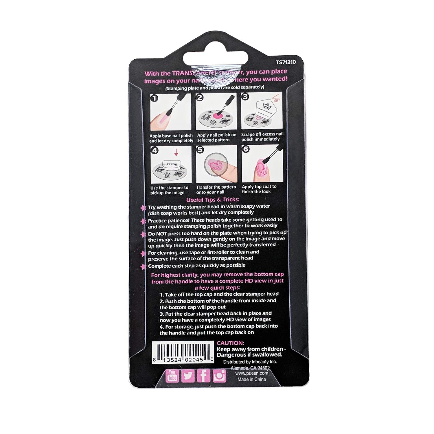 PUEEN 35mm HD Chunky Transparent Soft Stamper and Scraper Set - Nail Art - Stamping Tools - CLEAR - BH000706-Velvo Beauty