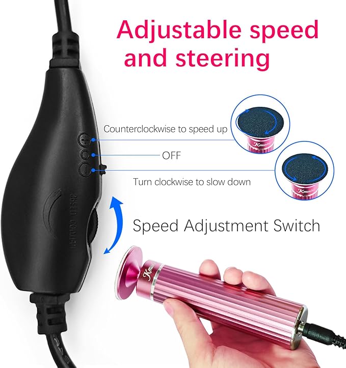 5.3'' Electric Foot Callus Remover with 80pcs Sandpaper Discs & Brush, Professional Aluminum Ergonomic Pedicure Tool, Stepless Speed & Reverse Control for Dead Skin Removal (Pink)-Velvo Beauty