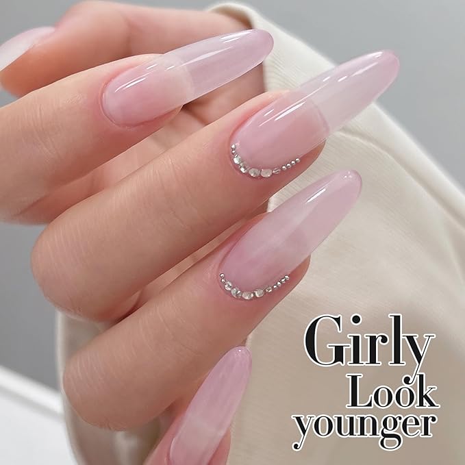 Double Rhythm Gel Polish Translucent Sheer Neutral Natural Light Milky Same Color Same Bottle 15ML Jelly Polish Art DIY at Home (Light Pink-A1381)-Velvo Beauty
