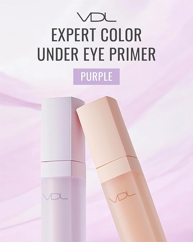 VDL Expert Color Under-Eye Primer (Purple, 0.19 oz) - Color-Correcting Concealer for Dark Circles, Uneven Skin Tone. Hydrating, Smooth. Korean Makeup.-Velvo Beauty