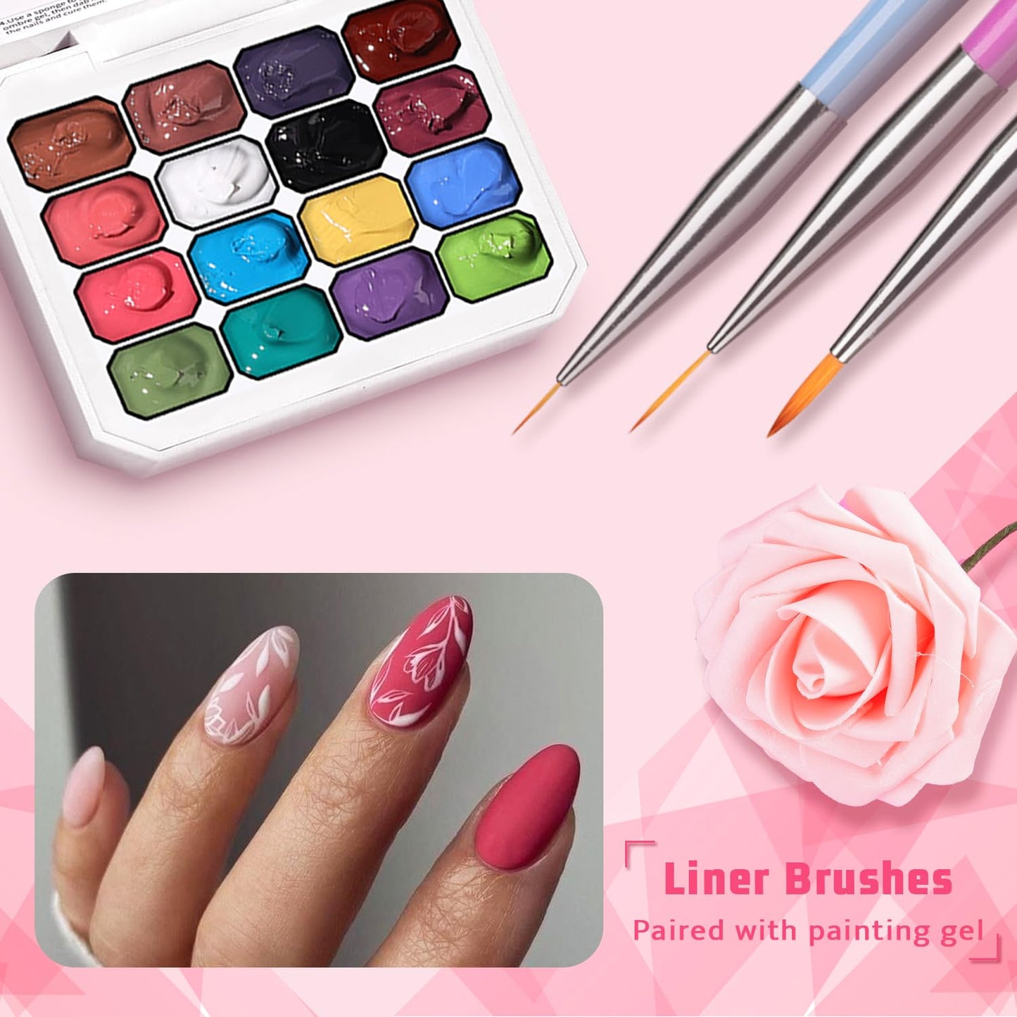 Sponge Pat Paint Nail Gel, Ombre Nails Gradient Gel Nail Blush Blooming Aura Nails Drawing Stripper Floral Painting DIY Nail Art, No Wipe, UV/LED Curing (16 Colors i)-Velvo Beauty