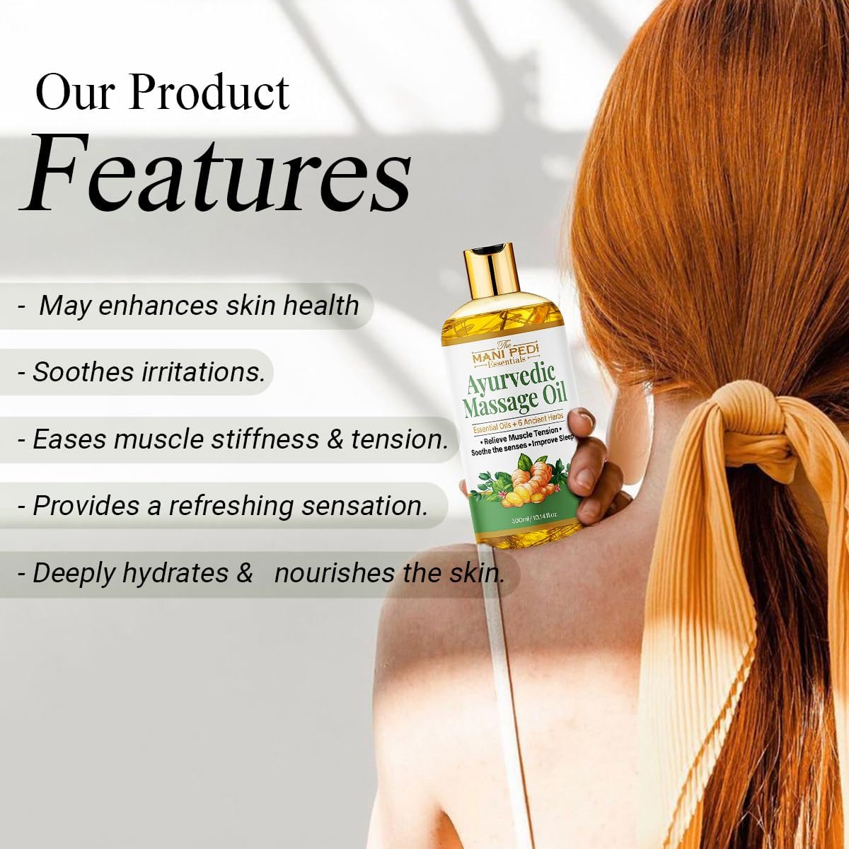 Ayurvedic Massage Oil enriched with Clove, Almond, Lemongrass & Lavender Oils & 6 Ancient Herbs. Relieves Muscle Tensions, Calms Nerves, Soothes. 100% Natural 300ml-Velvo Beauty