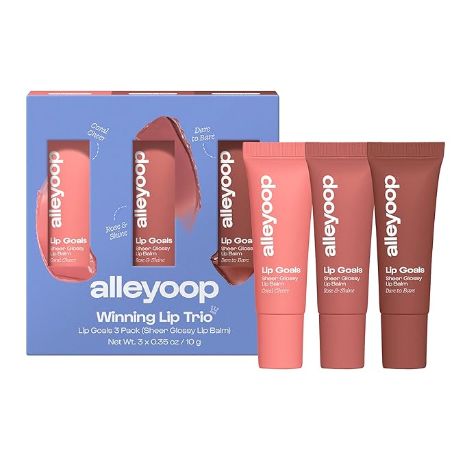 ALLEYOOP Lip Goals Trio, 3-Piece Lip Balm Set - Hydrating & Moisturizing Lip Care for Cracked Lips - Natural Plumping Lip Moisturizer That Smooths, Soothes, & Protects - Vegan-Velvo Beauty