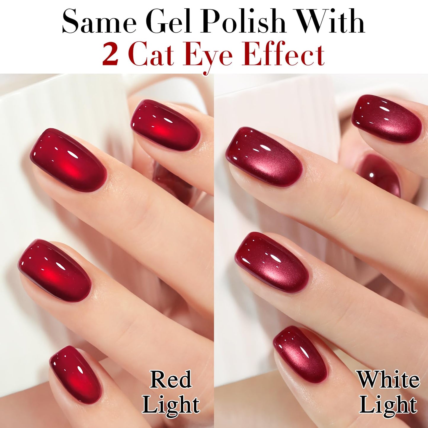 Double Rhythm Jelly Glass Cat Eye Gel Polish with Magnet 15ML Holographic Glitter Shimmer Translucent Sheer Color Magnetic Nail Polish Salon DIY at Home (Red-MC1116)-Velvo Beauty