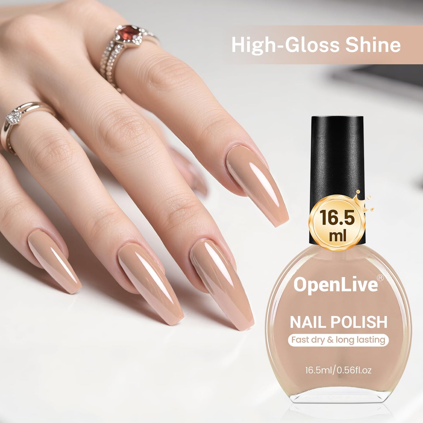 16.5ml Nude Pink Nail Polish Large Volume Quick Drying Light Pink Nail Polish, Fast Drying and Long Lasting Color Nail Art DIY Home Manicure Gift for Women-Velvo Beauty