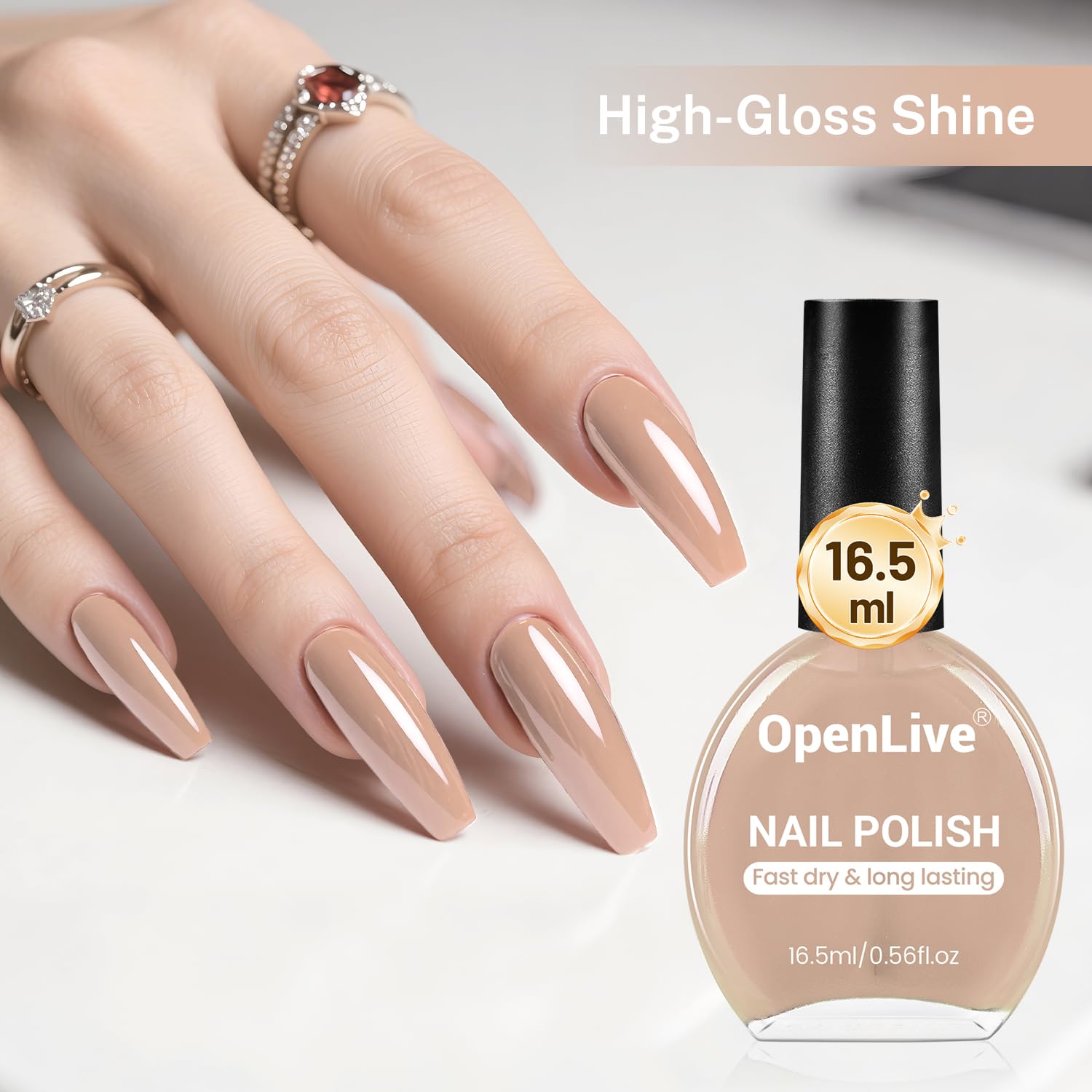 16.5ml Nude Pink Nail Polish Large Volume Quick Drying Light Pink Nail Polish, Fast Drying and Long Lasting Color Nail Art DIY Home Manicure Gift for Women-Velvo Beauty