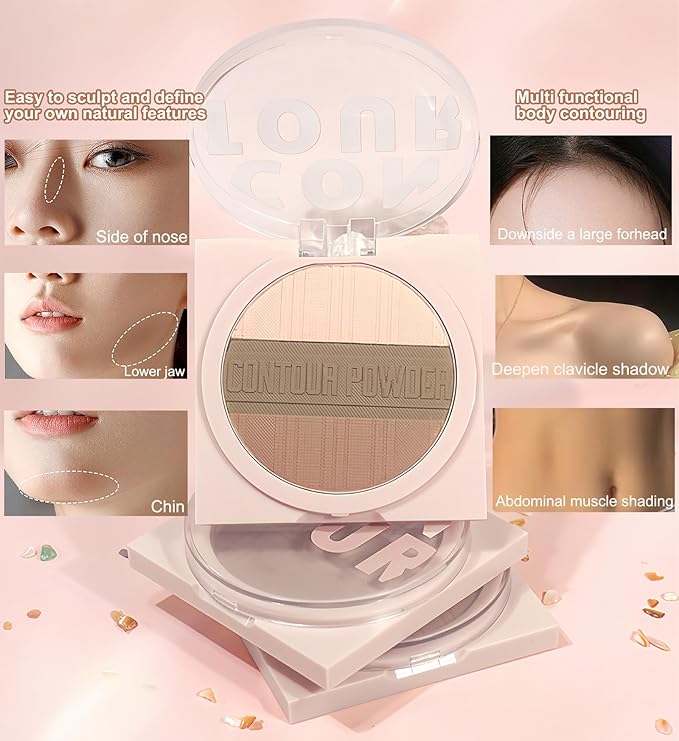 Contour Powder Makeup Palette Matte Shimmer Face Sculpting Shading Silky Smooth Tone Tuning Flawless Pressed Powder Bronzer for Warm Skin Tone, 01 Warm Brown-Velvo Beauty