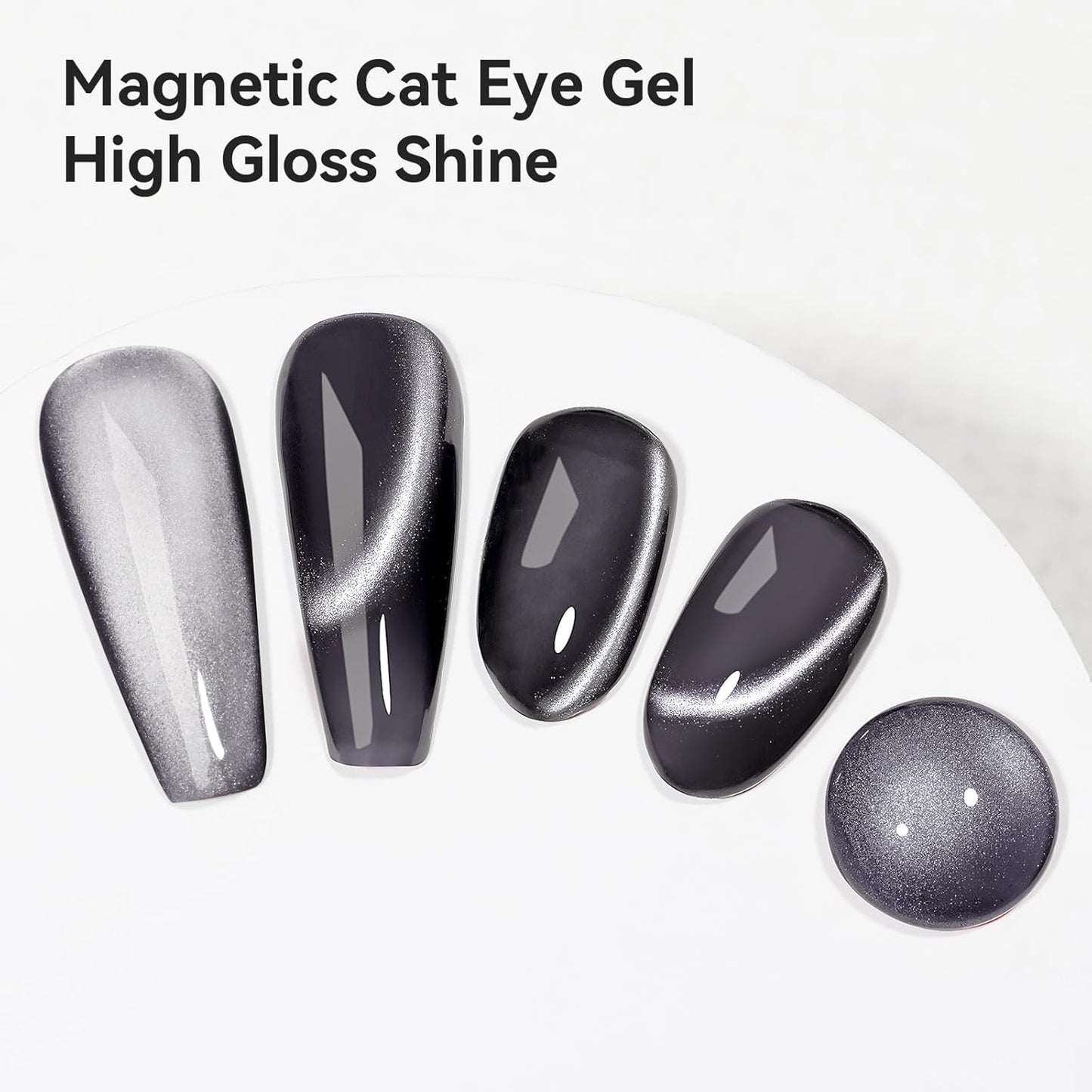 Cat Eye Gel Polish - Black, Glitter Magnetic Nail Polish Moonlight, Cateye Polish With Magnet Stick Holographic Shimmer Cateye Effect, UV Velvet Gel Nail Art Manicure Salon DIY Home, 12ML-Velvo Beauty