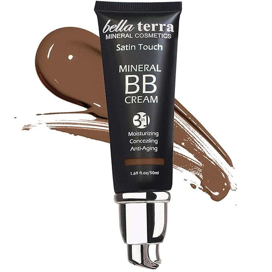 Bellaterra Cosmetics BB Cream - Tinted Moisturizer & Mineral Foundation, Hypoallergenic, Buildable Coverage, Oil-Free, Non-Comedogenic, Vegan, 1.69oz, Dark 108-Velvo Beauty
