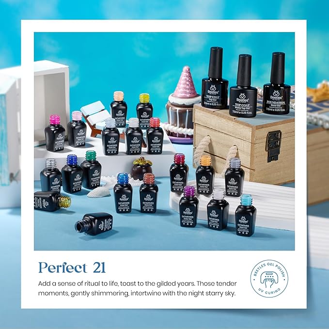 Beetles Fall Gel Nail Polish Set - 20 Pcs Neon Nail Gel Polish Set Soak Off Uv LED Gold Sliver Glitter Nail Polish Kit Blue Pink Black White Uv for Nail Art Salon Gift for Women-Velvo Beauty