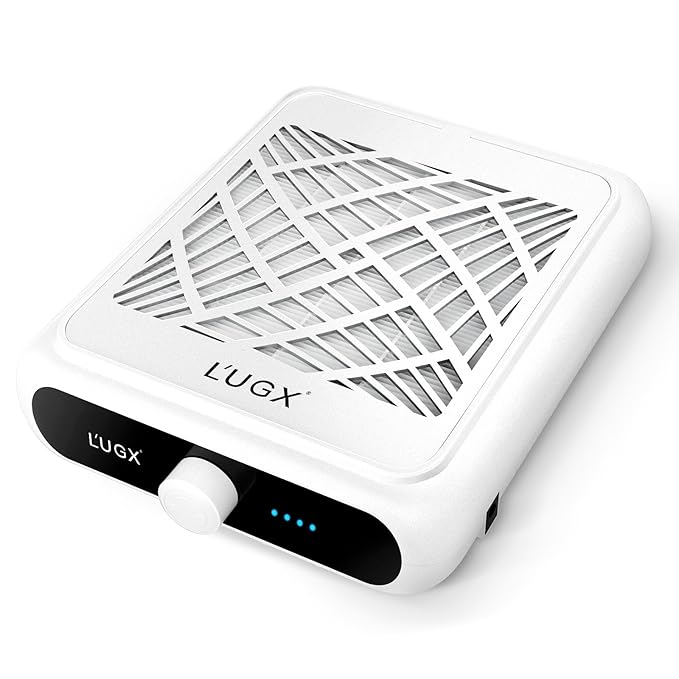 L'UGX Rechargeable Nail Dust Collector with 2 Reusable Filter, Professional Nail Vacuum Dust Collector Nail Tech Fan Extractor Powerful Suction Machine, Perfect for Home Salon Use-Velvo Beauty