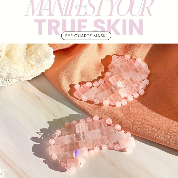 Moon Shape Crystal Clear Quartz Eye Mask, Anti-Aging Hot or Cold Using Stone Eye Mask 100% Natural Beauty Eye Mask (Rose Quartz)-Velvo Beauty