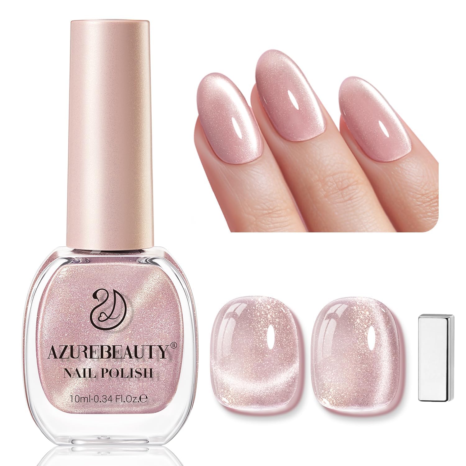 AZUREBEAUTY Cat Eye Nail Polish Quick Dry Nude Glitter Toe Nail Polish Natural Shine Nail Lacquer Salon-Quality for Women Girl Gifts-Velvo Beauty