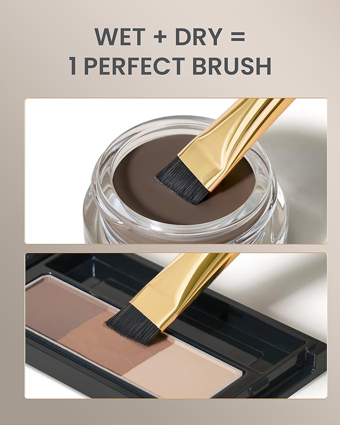 Desert Oak Series MicroBlade Angled Brow Brush - 11mm Ultra-Fine Nylon Bristles for 1mm Hair Strokes, Pomade/Gel/Powder Application, Bubinga & Brass (CM 190)-Velvo Beauty