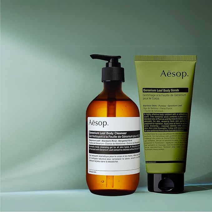 Aesop Geranium Leaf Body Cleanser + Scrub | 16.9 oz + 6.2 oz-Velvo Beauty