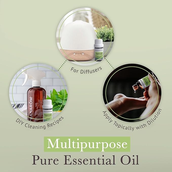 Pranarom USDA Certified Organic Peppermint Essential Oil (5ml), 100% Pure Undiluted Therapeutic Grade from India for Aromatherapy, Diffuser, Topical, Cooling, Massage & Relaxation-Velvo Beauty