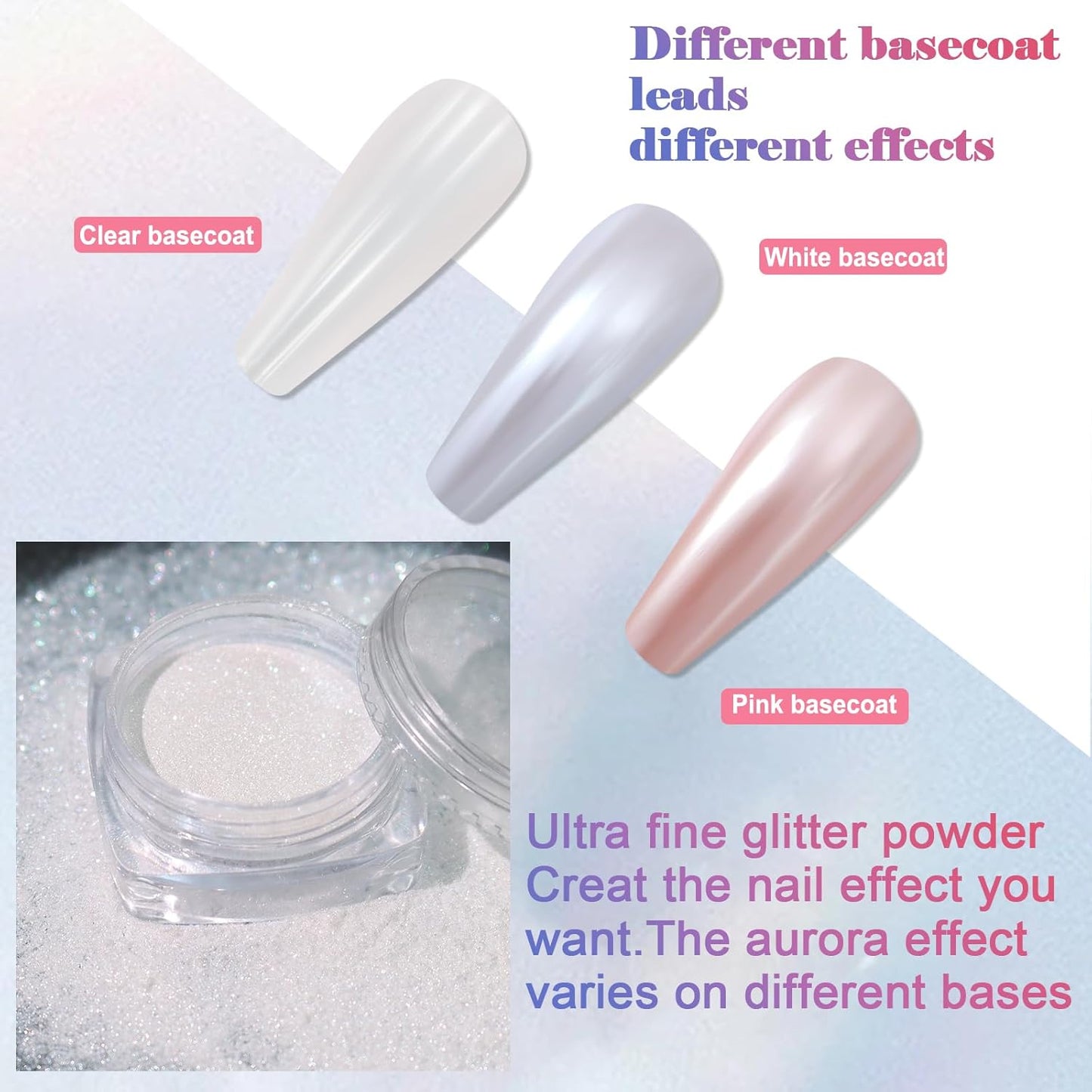 SIUSIO White Pearl Chrome Nail Powder, 2pcs Iridescent Aurora Powder Metallic Mirror Effect Pigment Pearlescent Mermaid Pigment for Nail Art Manicure Decoration Sets-Velvo Beauty