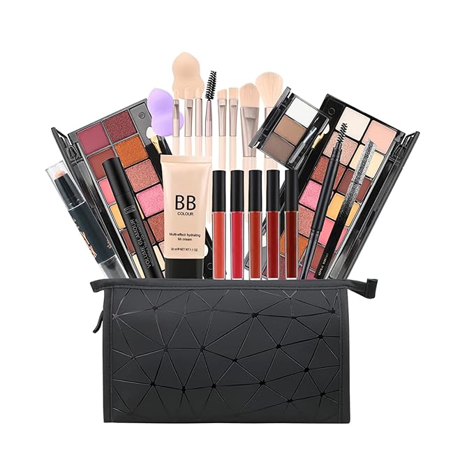 28 Pieces Makeup Kit for Women Full Kit, Eyeshadow Palette,Lip Gloss Set,Lipstick,Blush,Foundation,Concealer,Mascara,Eyebrow Pencil,Include Makeup Brush Set,Professional Makeup Kit for Teens-Velvo Beauty