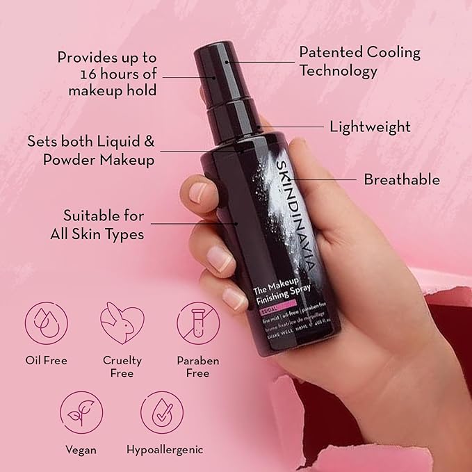 Skindinavia The Makeup Finishing Spray, Oil Control Makeup Setting Spray, All-Day Wear, Long-Lasting Up to 16+ Hours, Heat-Resistant & Waterproof, Fine Mist, 8.0 Oz-Velvo Beauty