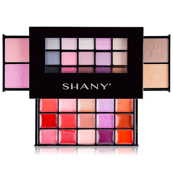 SHANY Fierce & Flawless All-in-One Makeup Set Compact with Mirror, 15 Eye Shadows, 2 Bronzers, 2 Blushes and 15 Lip/Eye Glosses, Makeup Applicators, Premium Giftable Packaging-Velvo Beauty
