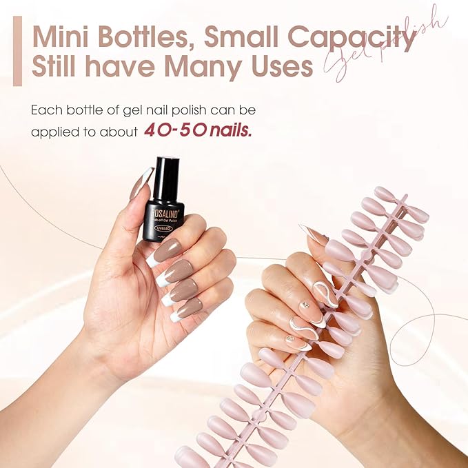 ROSALIND Nude Brown Gel Nail Polish Set, 8 Colors White Nude Brown Gel Polish, Beige Tan Caramel Coffee Gel Polish Collection Nail Art Gift DIY at Home-Velvo Beauty