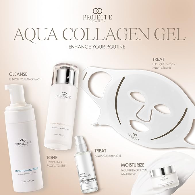 Project E Beauty Aqua Collagen Gel 24-Hour Hydration | Anti-Aging Brightening Treatment | Hydrating & Moisturizing Facial Skincare | Anti-Wrinkle Body Lotion | For Dry or Rough Skin | 50ml-Velvo Beauty