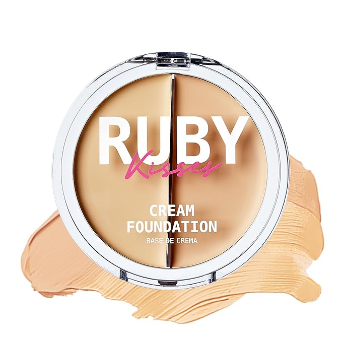 Ruby Kisses Cream Foundation 3D Face Creator 2-Color Foundation and Concealer, 12 Hour Wear Long Lasting, Medium to Full Coverage (Level 1)-Velvo Beauty
