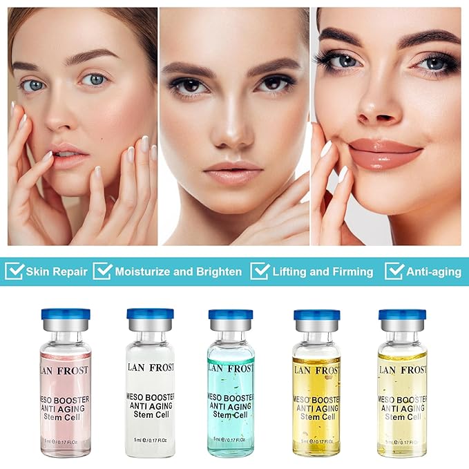 BB Facial Glow Kit Hyaluronic Acid Essence Skin Care Combination 0.17oz Hyaluronic Acid Ampoule and Essence Foundation 10 Vials Facial Serum Skin Therapy Kit-Velvo Beauty