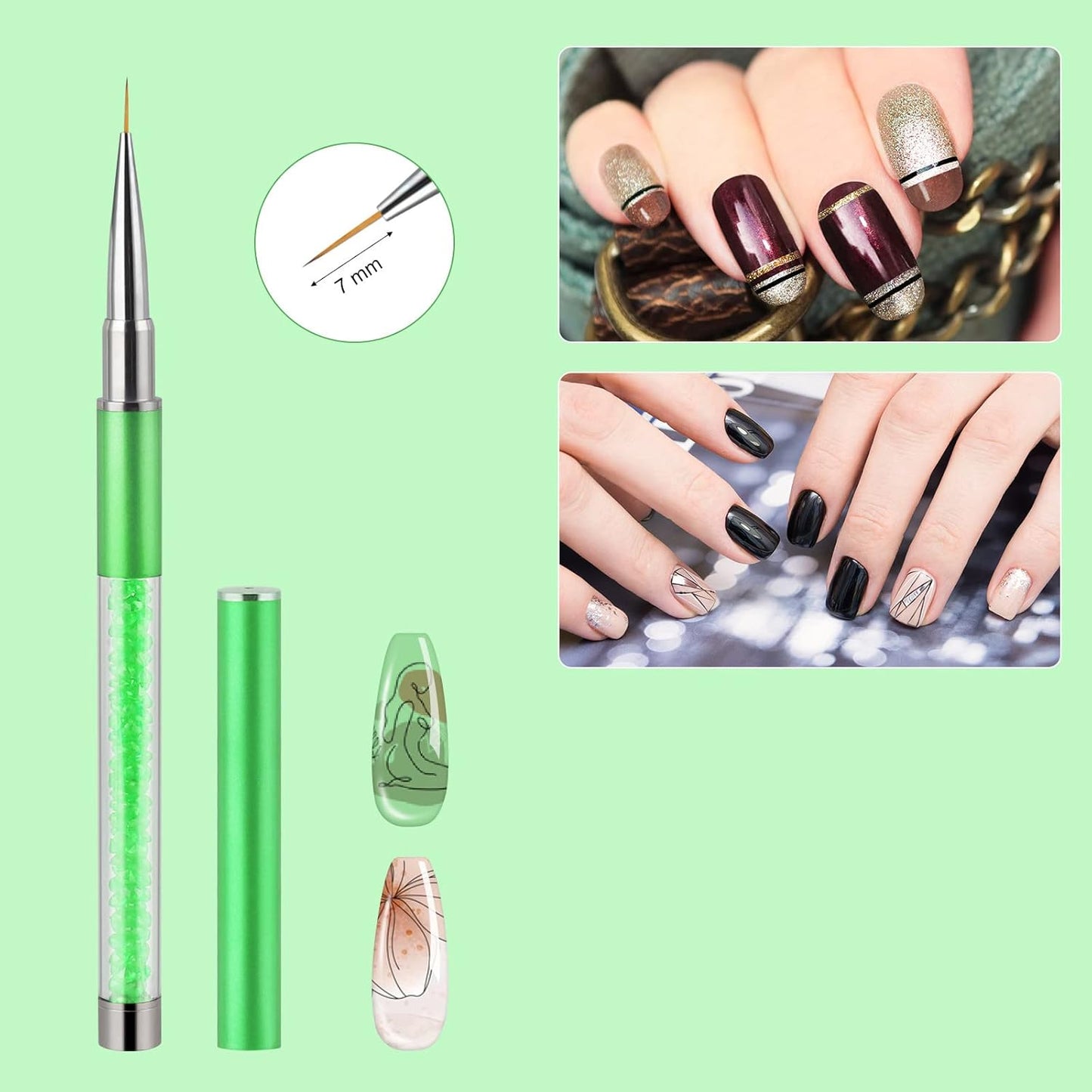 Artdone Nail Art Brushes Set,6PCS Nail Art Liner Brushes For Gel Nail polish Design pen,Nail Drawing Pens For Nail Art Tools Design Pen Small Detail Brushes-Velvo Beauty