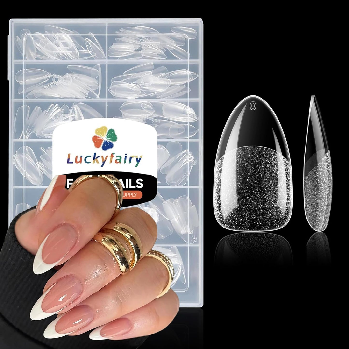 Almond Nail Tips: 240pcs Pointed Almond Soft Gel Nail Tips, Pre-shape Short Nails, Half Matte Full Cover Clear Acrylic Fake Press On Nails for Nail Extension Home Nail Art 12 Sizes Gelly Tips-Velvo Beauty