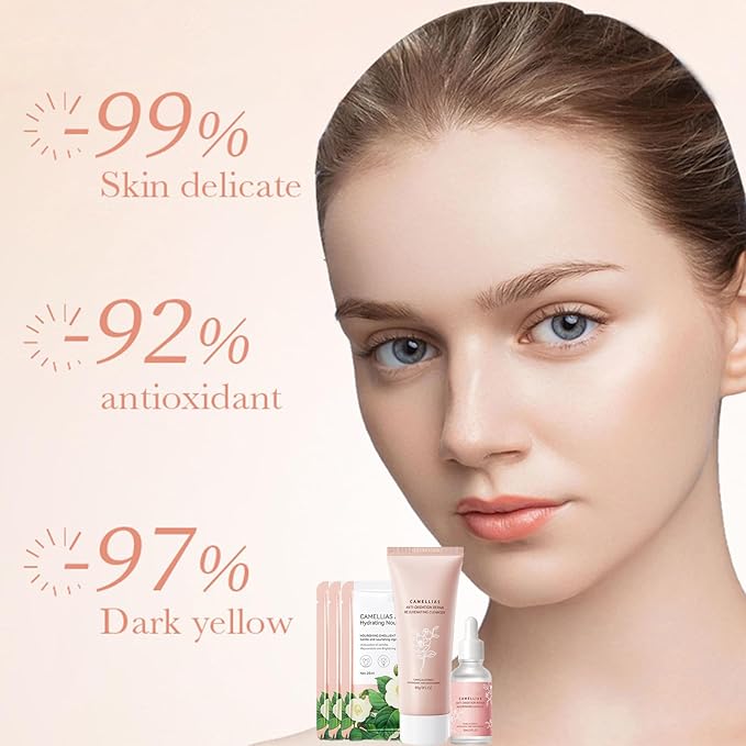 Camellia Extract Skin Care Sets, Skin Care Gift Set for Women Girls, Face Skin Care Routine Kit for Women, 5Pcs Skin Care Products Set with Cleanser,Mask, Face Serum-Velvo Beauty