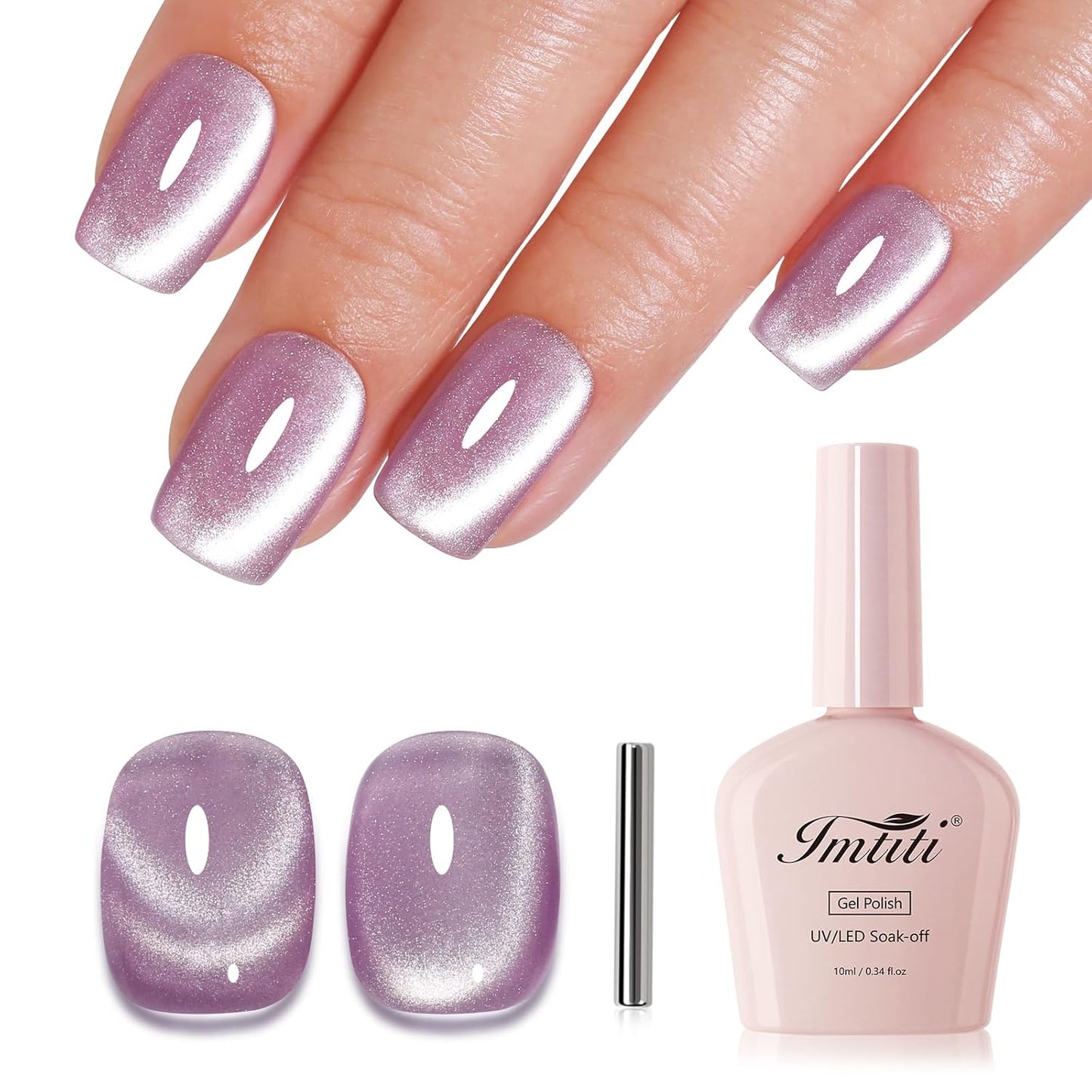 Imtiti Cat Eye Gel Nail Polish, Light Purple Holographic Magnetic Crystal Nail Gel Polish With Magnet Glittery Galaxy Spring Summer Kit Soak Off UV Led 10ML-Velvo Beauty