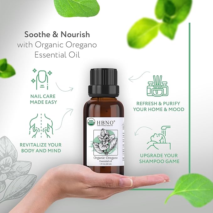 HBNO Organic Oregano Essential Oil - 1 oz (30ml) - USDA Certified Organic Oregano Essential Oil for Aromatherapy, Soap Making, DIY, Fragrances, Diffuser.-Velvo Beauty