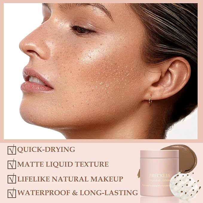 Boobeen Freckle Stamp Face Freckles Air Cushion Liquid Freckle Makeup Stamp Waterproof Fake Freckle Pen Long Lasting Quick Dry Small Spot Freckle Makeup, Create Natural Freckles Makeup-Velvo Beauty