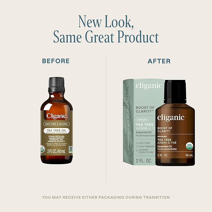 Cliganic Organic Tea Tree Essential Oil - 100% Pure Natural for Aromatherapy Diffuser | Non-GMO Verified (Packaging May Vary)-Velvo Beauty