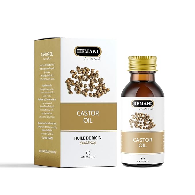 Hemani Castor Oil Ricinus communis - 30mL | Natural Skin & Hair Care, Pure Cold-Pressed Oil for Radiant Glow, Anti-Aging, Hydration & Wellness.-Velvo Beauty