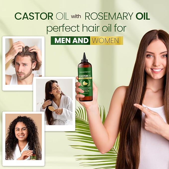 Natural Riches Castor Oil with Rosemary Oil, 8 fl oz, For Stronger, Fuller and Thicker Hair Growth - Organic Castor Oil with Rosemary Oil Premium Grade hair treatment-Velvo Beauty