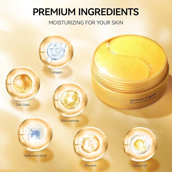 Under Eye Patches for Dark Circles and Puffiness, 60Pcs Under Eye Mask for anti Wrinkles & anti Aging, 24K Gold Eye Gel Pads with Collagen to Reduce Eye Bags, Puffy Eyes Treatment, Hydrating Eye Mask-Velvo Beauty