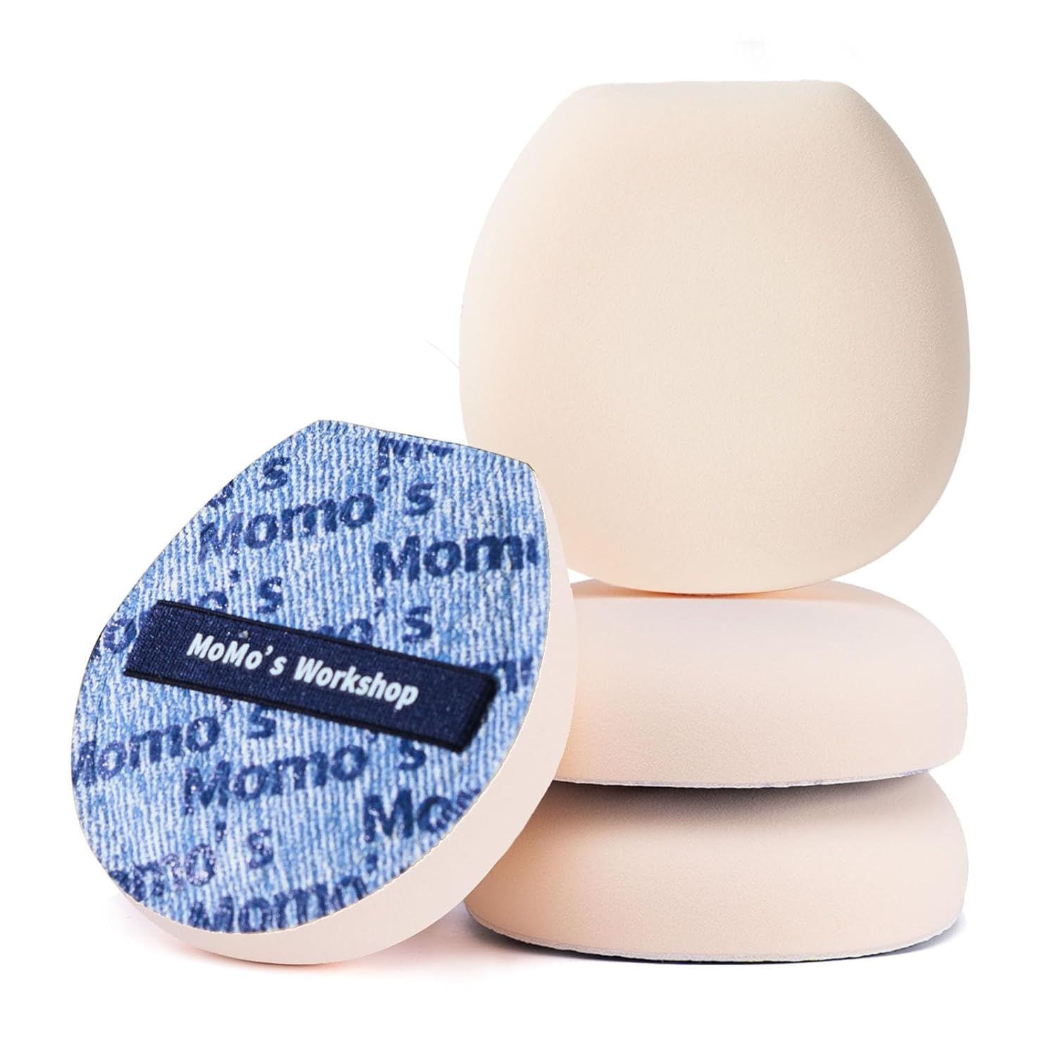Momo's Workshop Makeup Sponge for Foundation, Soft Makeup Blending Puff Reusable, Foundation Puff for Natural Finish & Long-lasting 1PCS Blue-Velvo Beauty