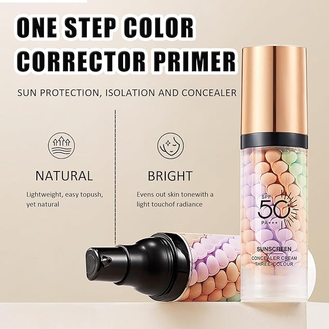 Primer for Face Before Makeup,One Step Color Corector Primer,SPF 50 PA+ 3 In 1 Sunscreen Isolation Cream,Color Correcting Facial Serum Oil Control & Moisturizing Skin Tone,Tinted Moisturizer with Spf-Velvo Beauty