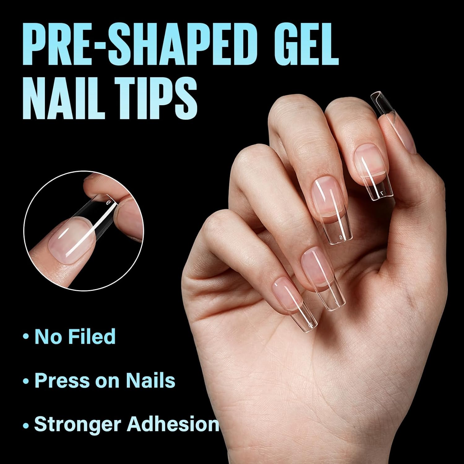 TOMICCA Medium Square Nail Tips Gel Tips Half Matte Acrylic Fake Nails 240Pcs Full Cover False Nails 12 Sizes for Nail Extension Home DIY Salon-Velvo Beauty