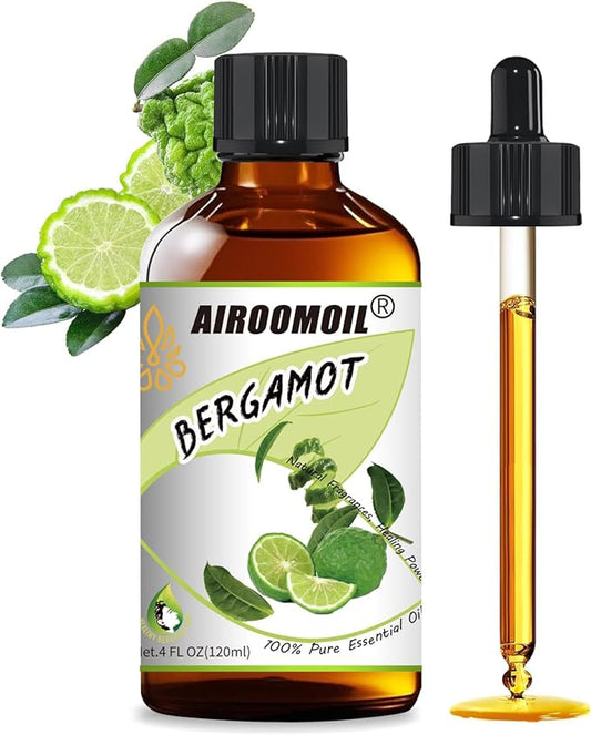 Bergamot Essential Oil Pure Citrus Oils Aromatherapy for Natural Reed Diffuser & Soap Making Fall Scents Room Spray Skin 4 Fl Oz-Velvo Beauty