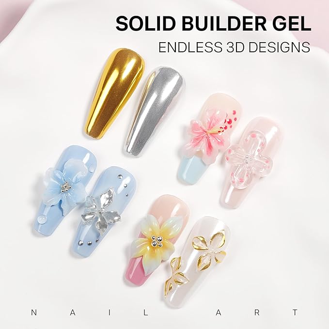 MIZHSE 2Pcs 3D Nail Gel Sculpting Gels, Clear and White Solid Builder Gel for Nails with Silicone Nail Molds Molding Gels 3D Art Non-Sticky Hand UV LED for Nails Salon Home DIY-Velvo Beauty