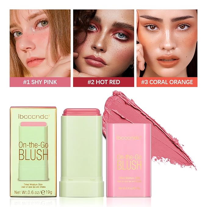MEICOLY Multi Use Makeup Blush Stick,On-the-Go 2-in-1 Lip Cheek Cream Blush Stick,Waterproof Solid Face Blush Makeup Cheek Tint,Natural Matte Blush Stick for Cheeks,Tinted Moisture Stick,01 Shy Pink-Velvo Beauty