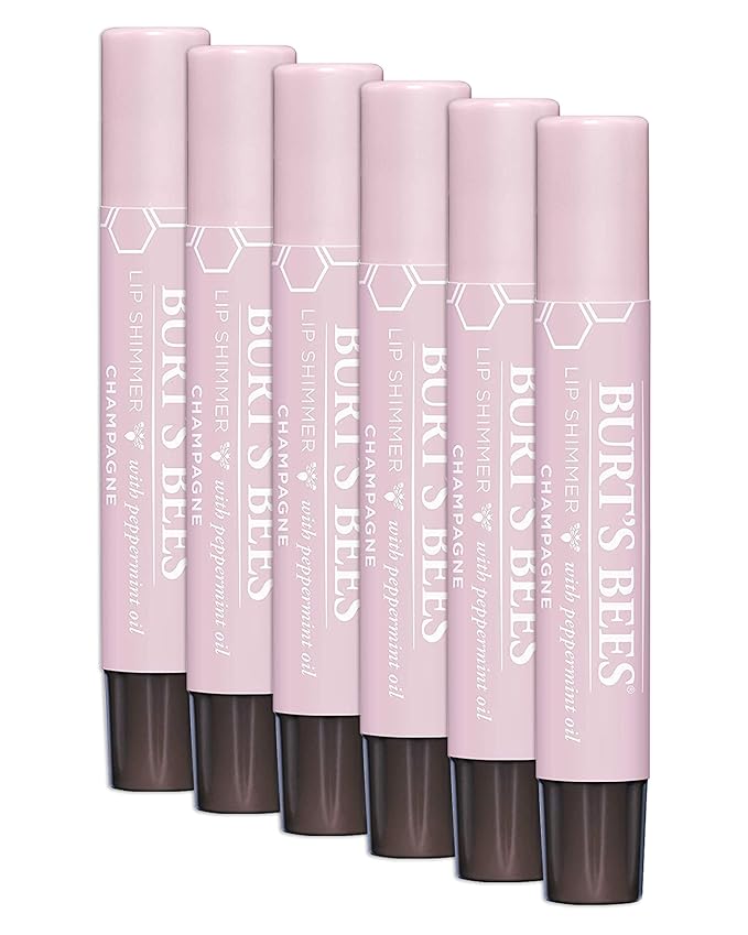 Burt's Bees Lip Shimmer, Champagne 0.09 oz (Pack of 6)-Velvo Beauty