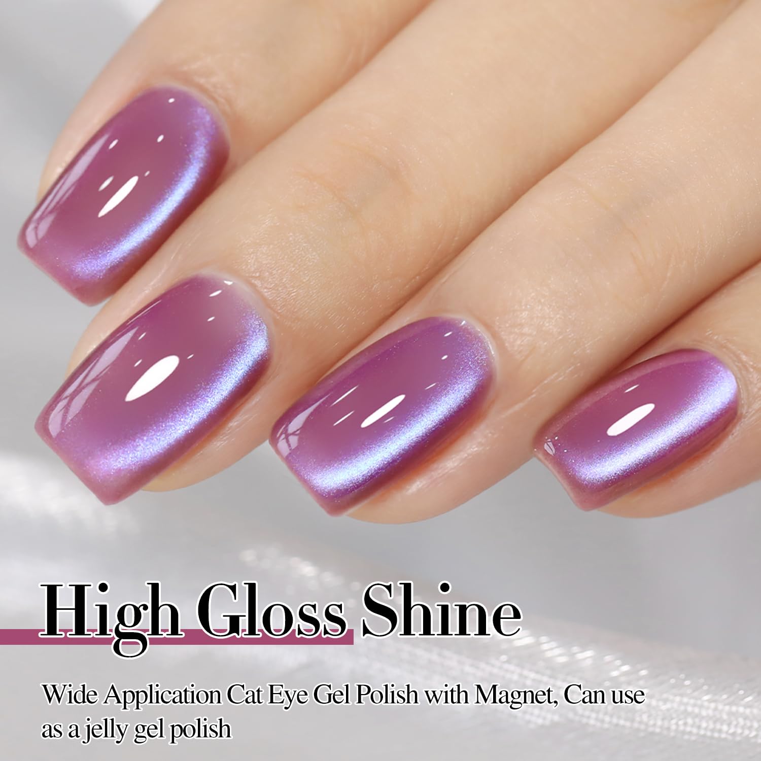 Double Rhythm 15ML Ice Glass Cat Eye Gel Polish with Magnet Holographic Glitter Shimmer Translucent Sheer Color Salon Soak Off Magnetic Nail at Home (Rose Violet-MC1131)-Velvo Beauty