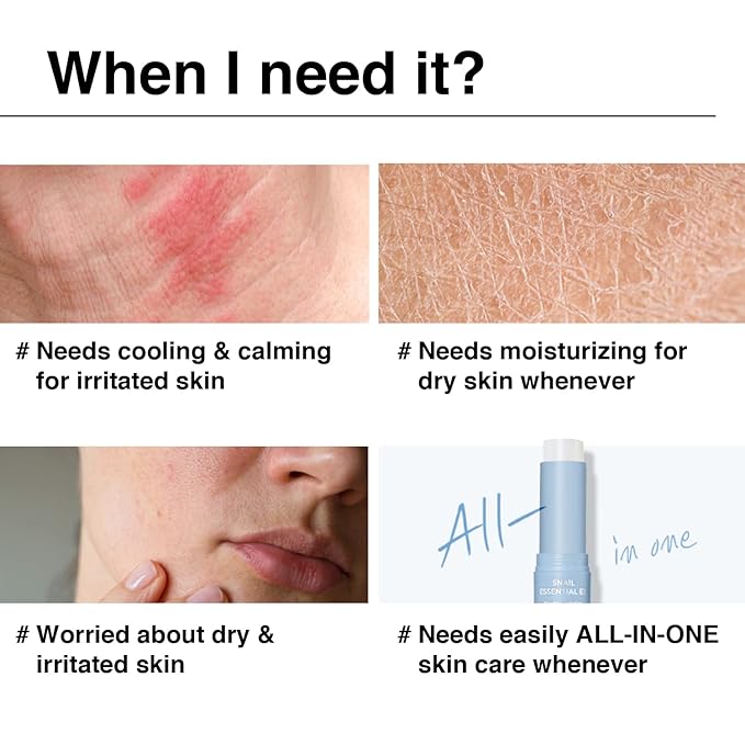 THESAEM Snail Essential EX Cooling Solution Stick Balm – Under Eye Depuffing & Soothing – Face & Eye Serum Treatment – With Snail Collagen & Aquaxyl for Moist Glow, 0.38oz.-Velvo Beauty