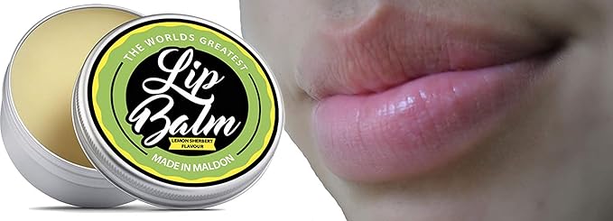 Lip Balm - Lemon Sherbet Flavoured Natural & Organic Lip Moisturizer Balm | Made with Shea Butter Beeswax Jojoba oil & Hemp Seed Oil, The Beard & the Wonderful Lip Balms for Dry & Cracked Lips | 15mL-Velvo Beauty