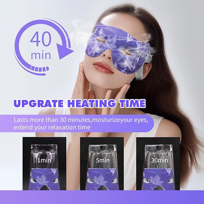 18 Packs Lavender Steam Eye Masks for Dry Eyes 40 Mins Warm Eye Mask Heated Eye Mask Reduce Puffiness Dark Circles Travel Essentials Eye Masks for Sleep Disposable(Lavender,Hollow)-Velvo Beauty