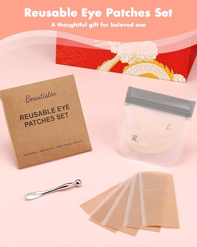 Under Eye Patches Silicone - Reusable Eye Patches + Silicone Fixing Tape Cuttable, Eye Wrinkle Patches, Reusable Eye Mask, Plump Fine Lines & Wrinkles, Eye Cream Applicator + Silicone Bag-Velvo Beauty